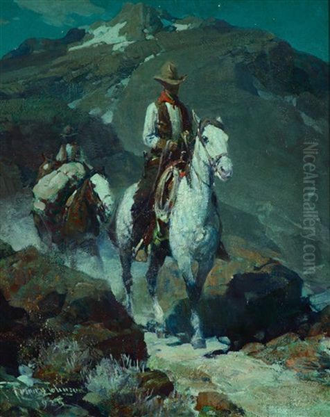 The Moonlit Trail Oil Painting by Frank Tenney Johnson
