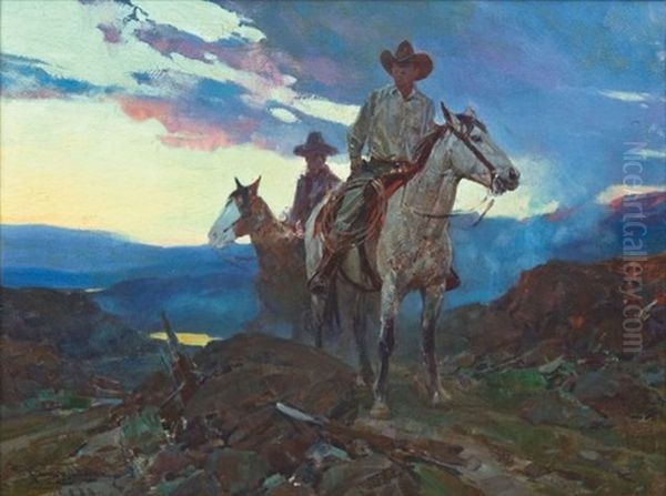 At Dawn, Morning Clouds Oil Painting by Frank Tenney Johnson