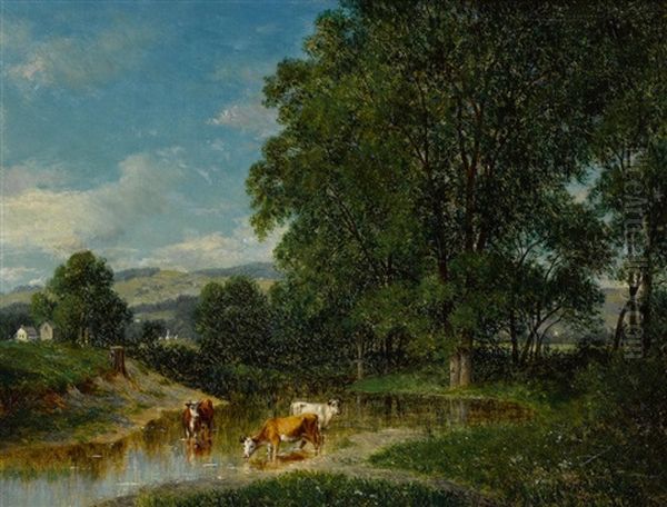 Scene At Conklin, Broome Co., New York Oil Painting by David Johnson