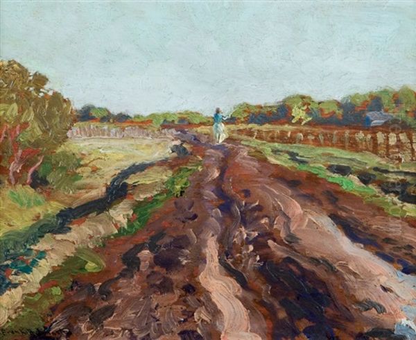 Figure In A Landscape Oil Painting by Francis Hans Johnston