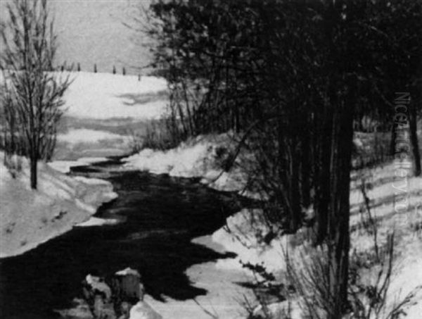 Winter Sunshine Oil Painting by Francis Hans Johnston