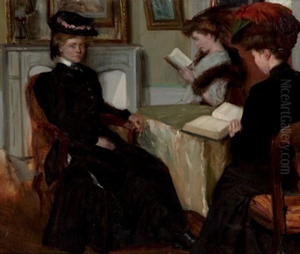 Elegantes Au Salon Oil Painting by Lucien-Hector Jonas