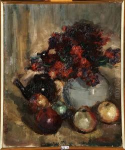 Nature Morte Aux Pommes Et Aux Fleurs