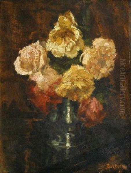 Vase De Roses Oil Painting by Alfred Bastien