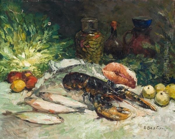 Natura Morta Con Aragosta Oil Painting by Alfred Bastien