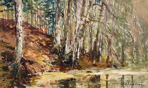 By The Stream Oil Painting by Alfred Bastien