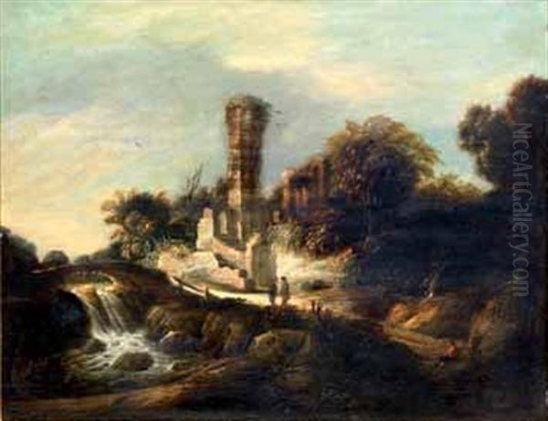 Ruines Animees De Personnages Oil Painting by Claude De Jongh