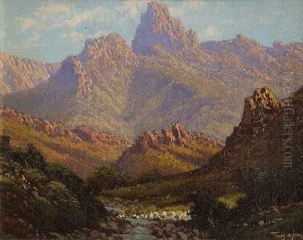 A Flowing Stream Oil Painting by Tinus de Jongh