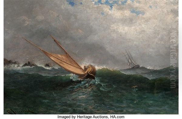 Ship On Stormy Seas Oil Painting by Carl Henrik Jonnevold