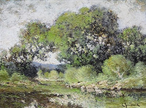 Stream In The Woods Oil Painting by Carl Henrik Jonnevold