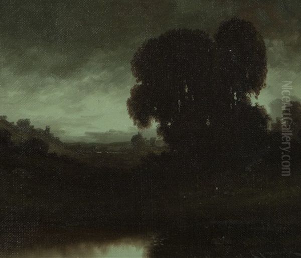 Landscape At Dusk Oil Painting by Carl Henrik Jonnevold