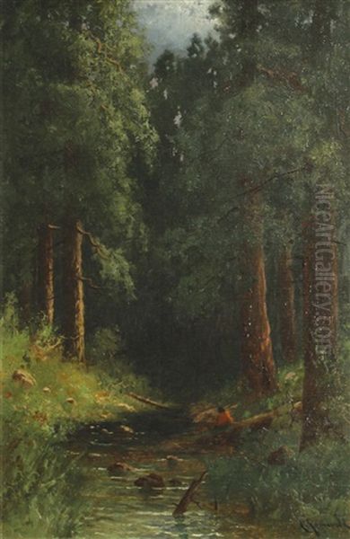 In The Redwoods, California Oil Painting by Carl Henrik Jonnevold