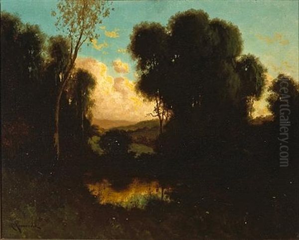 Late Afternoon Oil Painting by Carl Henrik Jonnevold