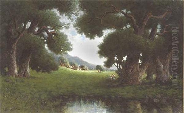 Among The Oaks Oil Painting by Carl Henrik Jonnevold