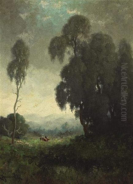 Trees At Twilight Oil Painting by Carl Henrik Jonnevold