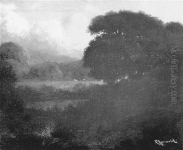 Landscape With Cows In A Clearing Oil Painting by Carl Henrik Jonnevold