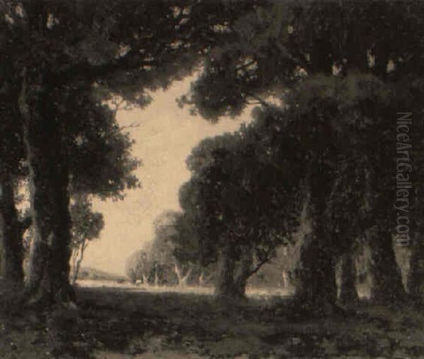 Landscape With Distant Cattle Oil Painting by Carl Henrik Jonnevold