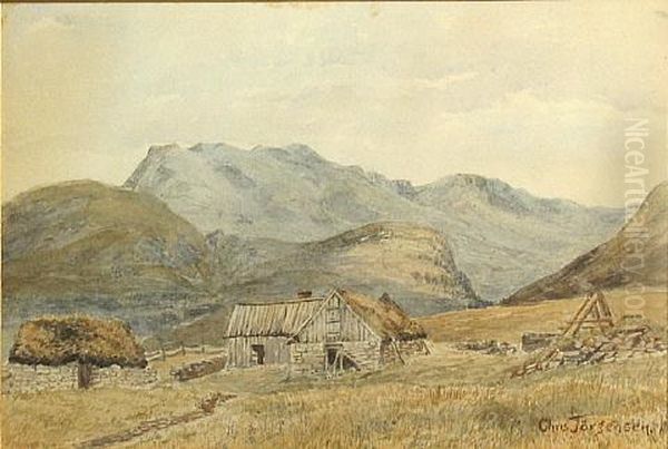 An Old Ranch With Hills In The Distance Oil Painting by Christian Jorgensen