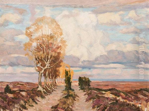 Country Road In The Luneburg Heath Oil Painting by Carl Joerres