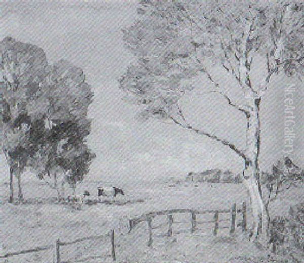 Weidelandschaft Mit Kuhen Bei Worpswede Oil Painting by Carl Joerres