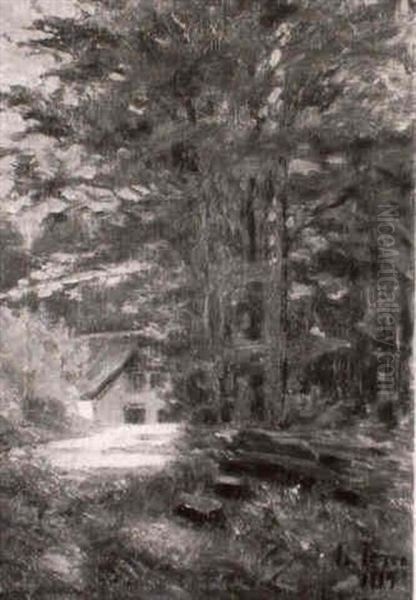 Gehoft Unter Hohen Baumen Oil Painting by Carl Joerres