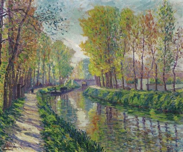 Franzosische Kanallandschaft Oil Painting by Albert Joseph