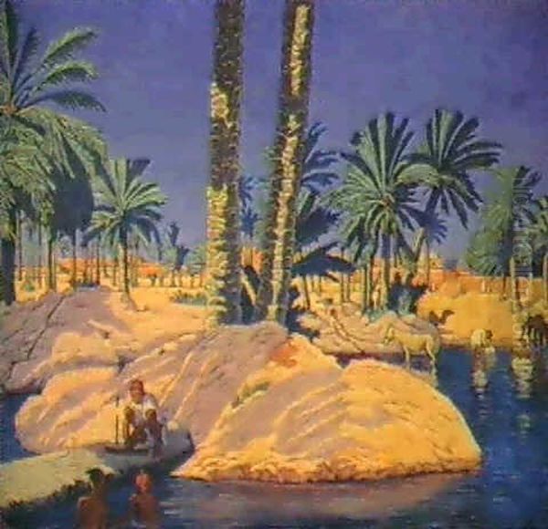 L'oued, Sud Tunisien Oil Painting by Henri Gustave (Abdul-Karim) Jossot