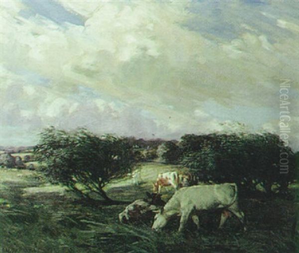 Windswept Pastures Oil Painting by Percy Hague Jowett
