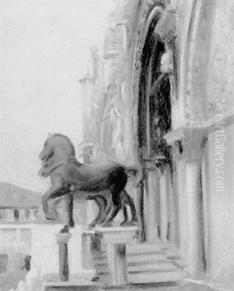 The Horses Of St. Mark's, Venice Oil Painting by Percy Hague Jowett