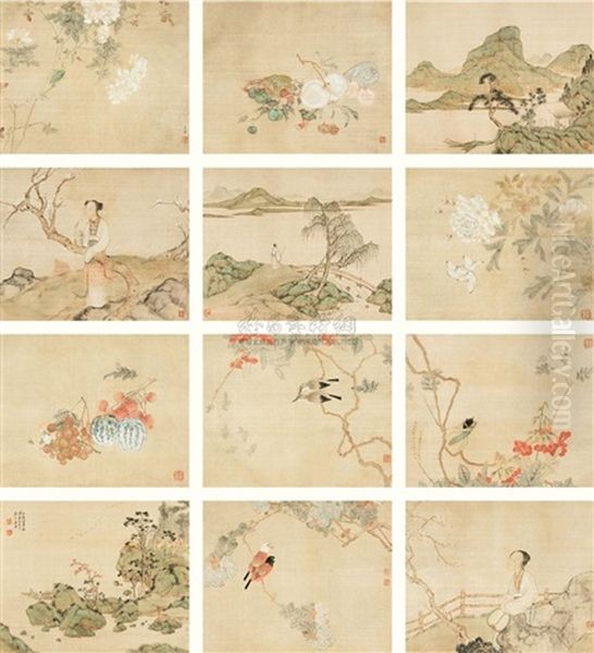 Landscape In Ancient Style (album Of 12) Oil Painting by  Ju Lian