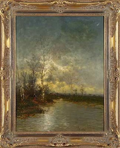 Herbstabend Oil Painting by Johann Jungblut