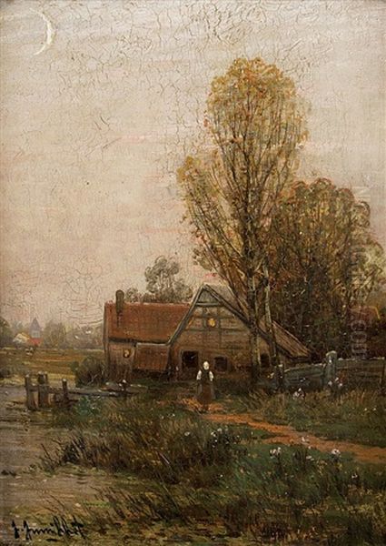 Mondsichel Uber Dem Hof Oil Painting by Johann Jungblut