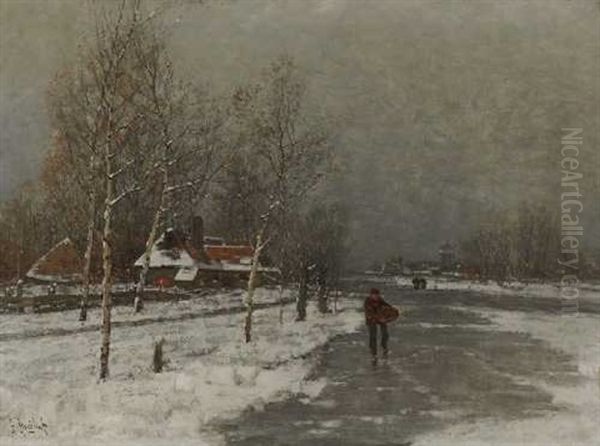 Winterlandschaft Mit Bauern Auf Dem Eis Oil Painting by Johann II Jungblut