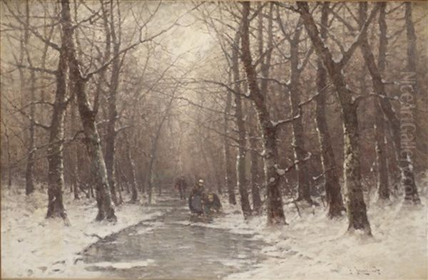 Vinterlandskap Med Figurer Oil Painting by Johann II Jungblut
