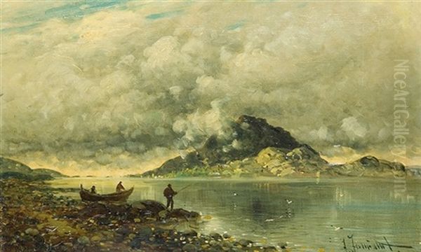 By The Fiord Oil Painting by Johann Jungblut