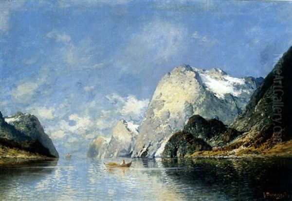 Norwegian Fiord Oil Painting by Johann II Jungblut