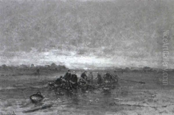 Hollandische Winterlandschaft Mit Fischervolk Oil Painting by Johann II Jungblut