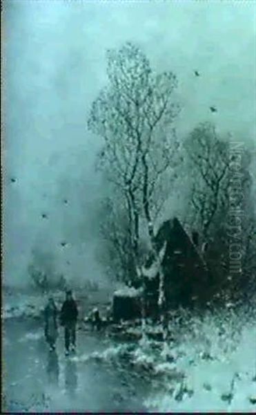 Winterlandschaft Oil Painting by Johann Jungblut
