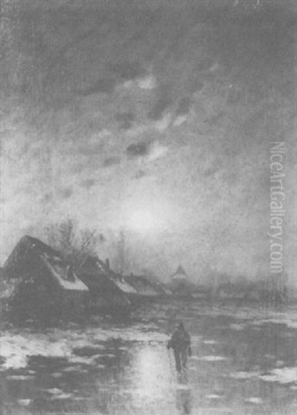 Winterliche Landschaft Mit Staffage Oil Painting by Johann II Jungblut