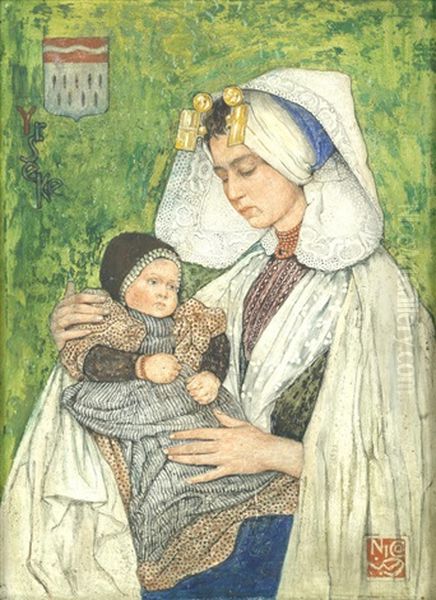 Mother And Child Oil Painting by Nico Jungmann