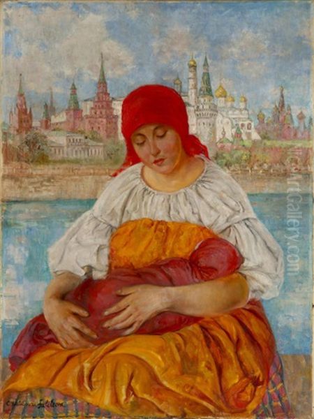 Russian Madonna Oil Painting by Ekaterina Kachura-Falileeva