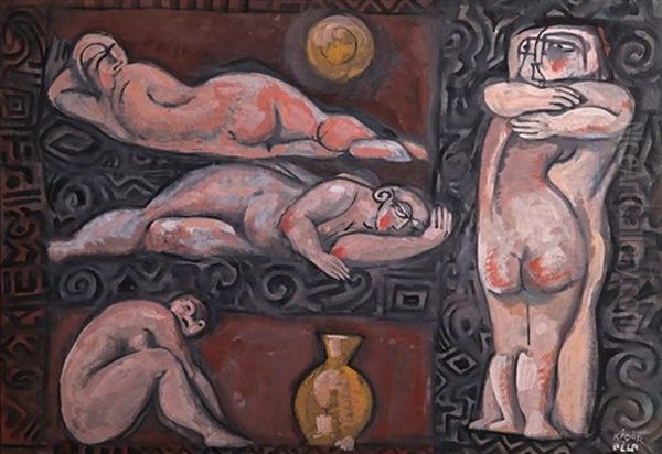 Bathing Place Oil Painting by Bela Kadar