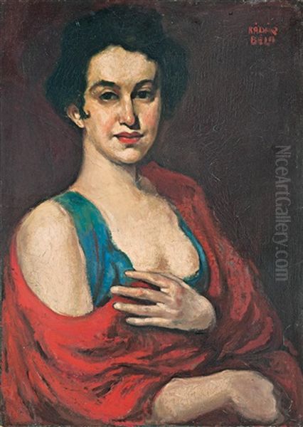 Felesege Arckepe Oil Painting by Bela Kadar