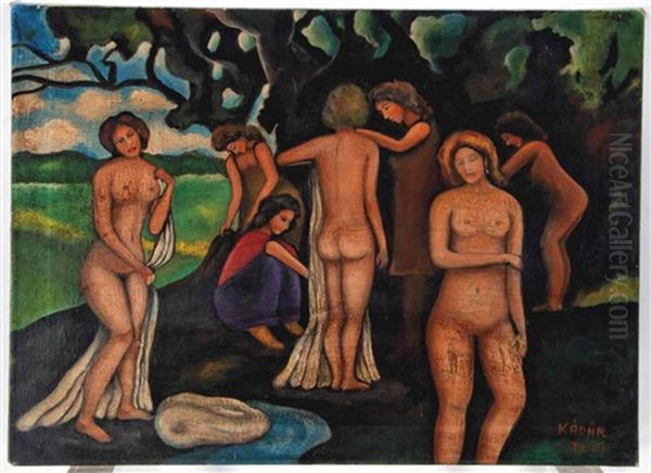 Bathers Oil Painting by Bela Kadar