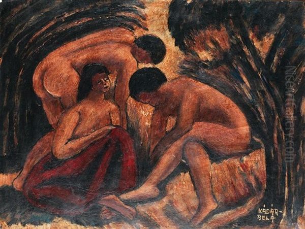 La Baignade Oil Painting by Bela Kadar