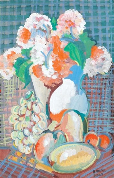 Flowers And Fruits Oil Painting by Bela Kadar