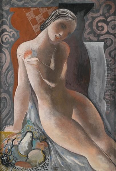 Akt Mit Apfel Oil Painting by Bela Kadar