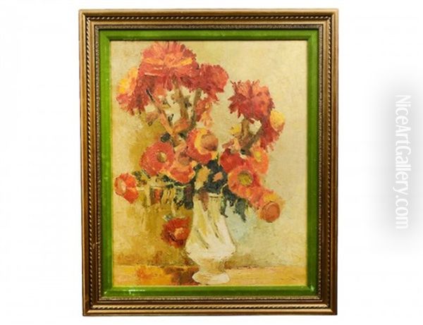 Flowers In A Vase Oil Painting by Bela Kadar