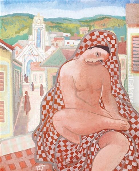 Composition With Nude Oil Painting by Bela Kadar