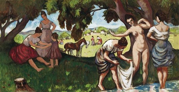 Bathers Oil Painting by Bela Kadar
